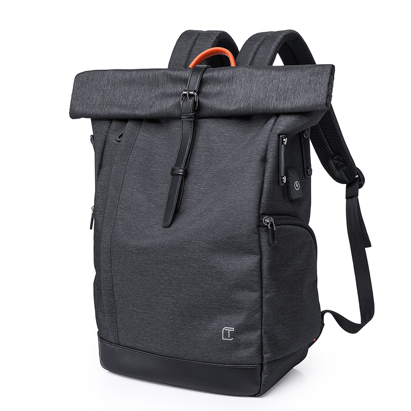 TANGCOOL กระเป๋าเป้แฟชั่นผู้ชาย กระเป๋าโรลท็อป กระเป๋านักศึกษา กระเป๋าแล็ปท็อป กระเป๋ากันน้ำ Fashion and College Roll Top Laptop Backpack with USB Charging Port รุ่น TC712