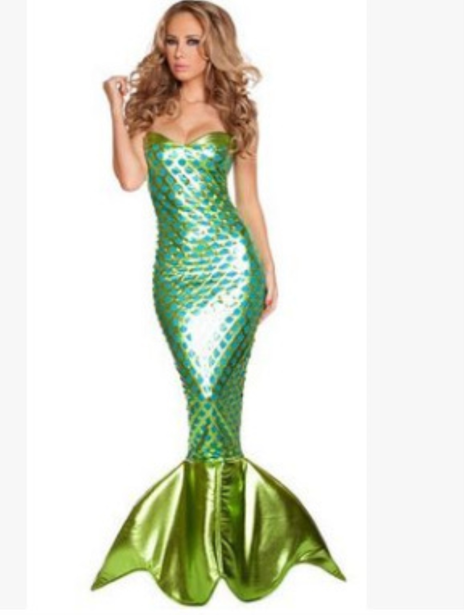 Halloween Costume Adult Mermaid Princess Dress Sequin Cosplay Dress Sexy Wrap Breast Performance 