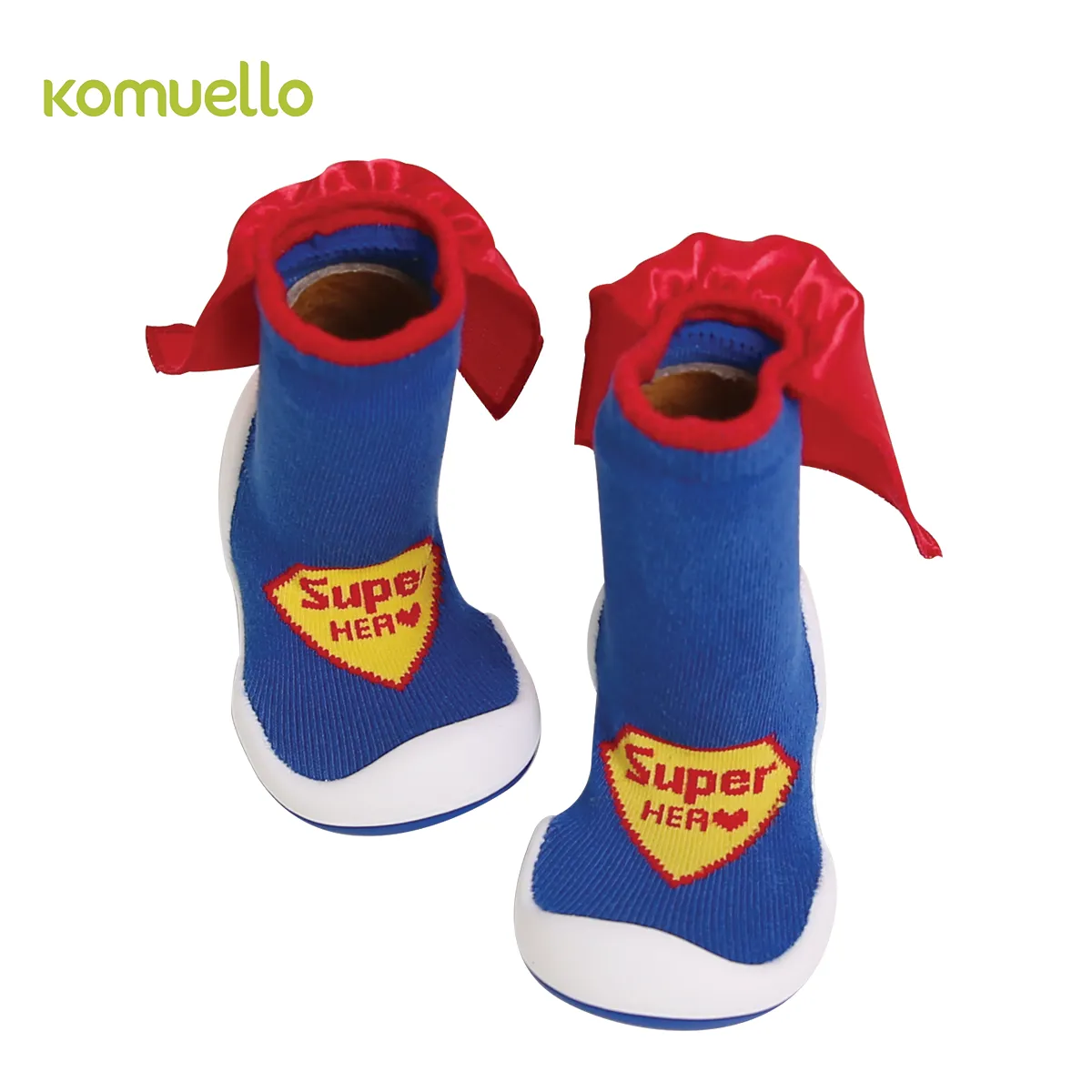 Komuello - รองเท้าเด็กหัดเดิน รองเท้าเด็ก ลาย Super Hero สีน้ำเงิน กระชับ นุ่ม ใส่สบาย ระบายอากาศ
