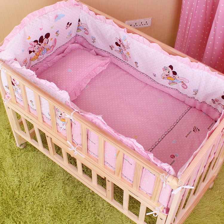 5Pcs baby crib bedding set kids bedding set 100x60cm newborn baby bed ...