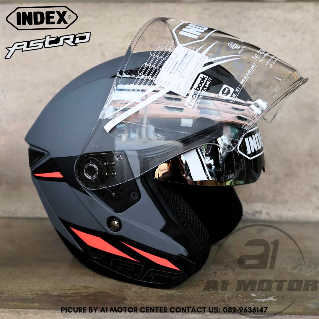 หมวกกันน็อค INDEX ASTRO หน้ากาก 2 ชั้น แว่นปรับสไลด์ขึ้นลงได้ มีไซส์ M ...