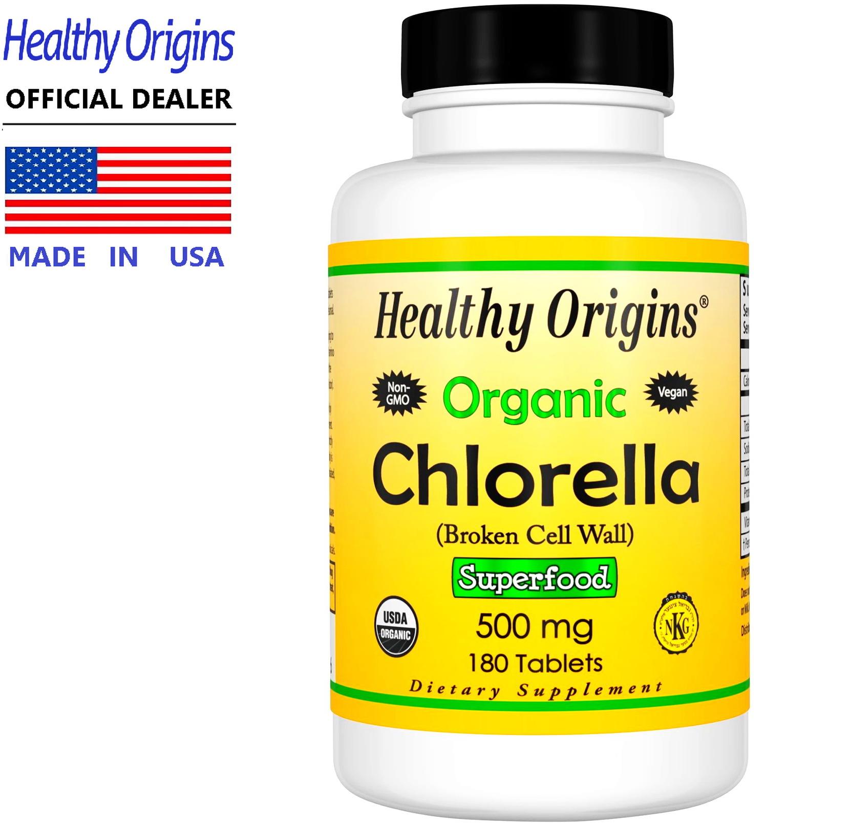 Healthy Origins Chlorella 500 mg x 180 เม็ด เฮลท์ตี้ ออริจินส์ สาหร่ายคลอเรลลา ปราศจากสารพิษ ออร์แกนิค สาหร่ายสีเขียว โปรตีน/คลอโรฟีลล์สูง