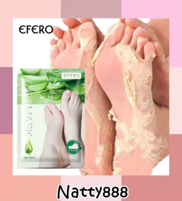 Natty888 EFERO Aloe Exfoliating Foot Mask มาร์คเท้า มาร์คลอกเท้า ถุงมาร์คเท้า มาร์คเท้าเนียน สูตรAloe vera แก้เท้าแตก เท้าด้าน EFERO Exfoliating Foot Mask