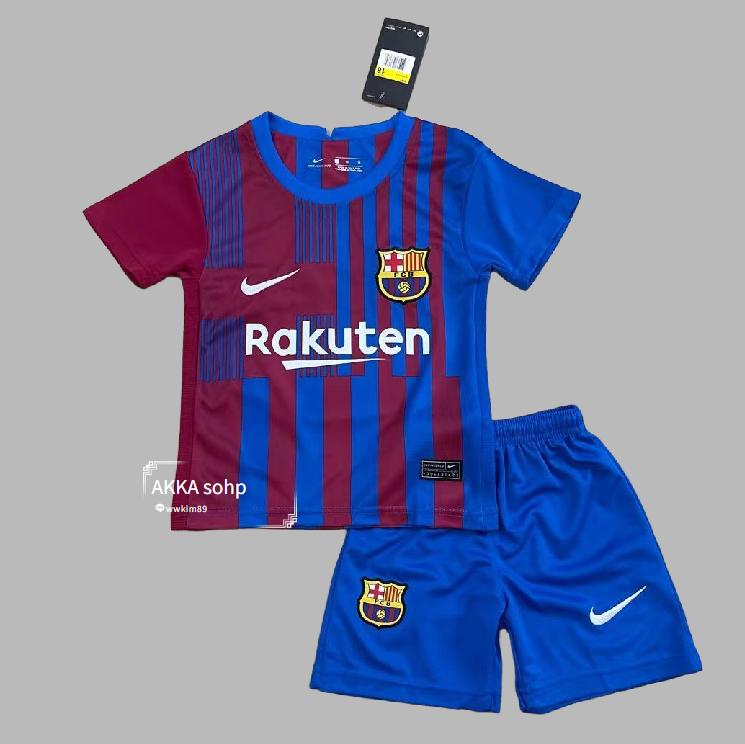 Barcelona FCBเสื้อบาร์เซโลนาเสื้อเด็กเสื้อฟุตบอล home 21-22 เสื้อบอล 2-13 ปี