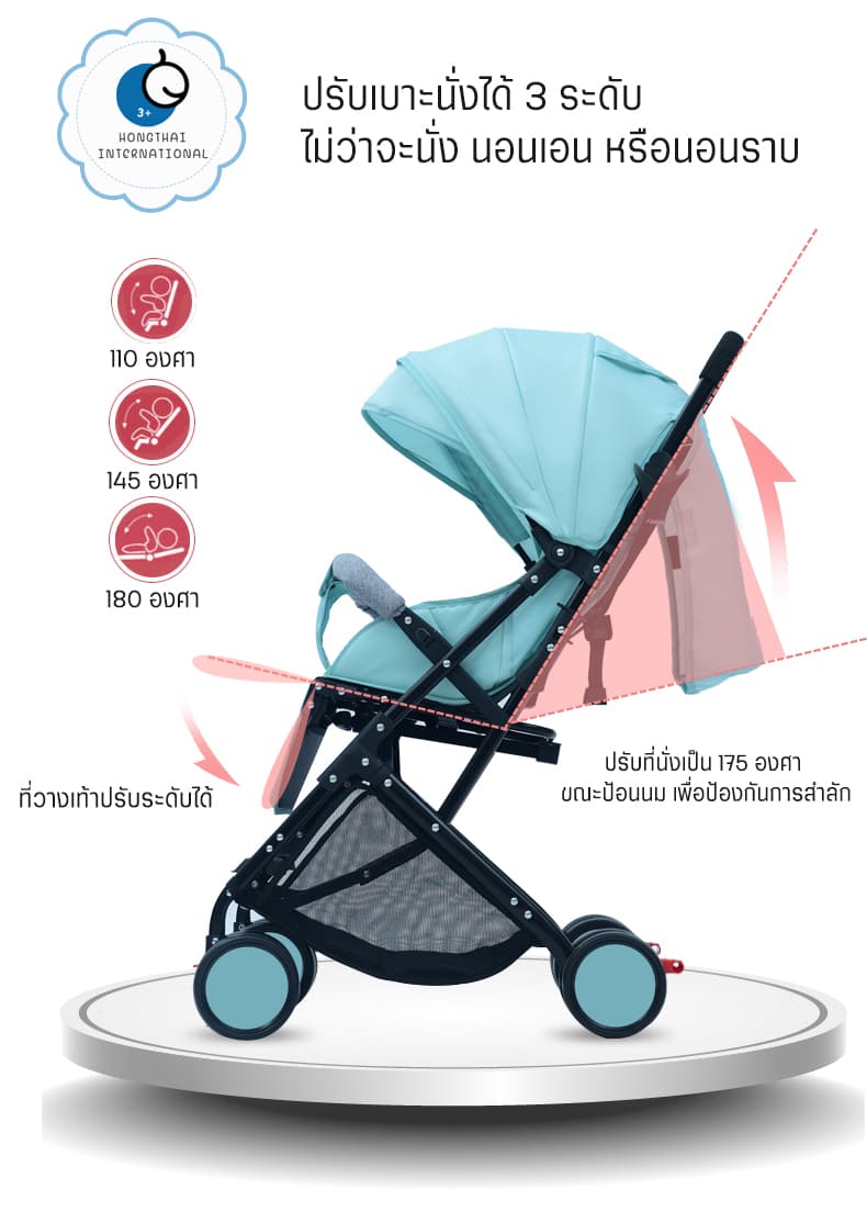 รถเข็นเด็ก stroller 6609 | HongThai OnlineShop รถเข็นเด็ก ปรับเบาะนั่งได้ 3 ระดับ พับเก็บเป็นกระเป๋าได้