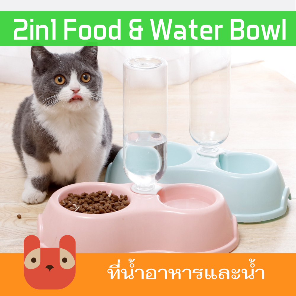 ที่น้ำอาหารและน้ำ แบบ 2 หลุม (BO01) 500ml ชามอาหารสัตว์เลี้ยง