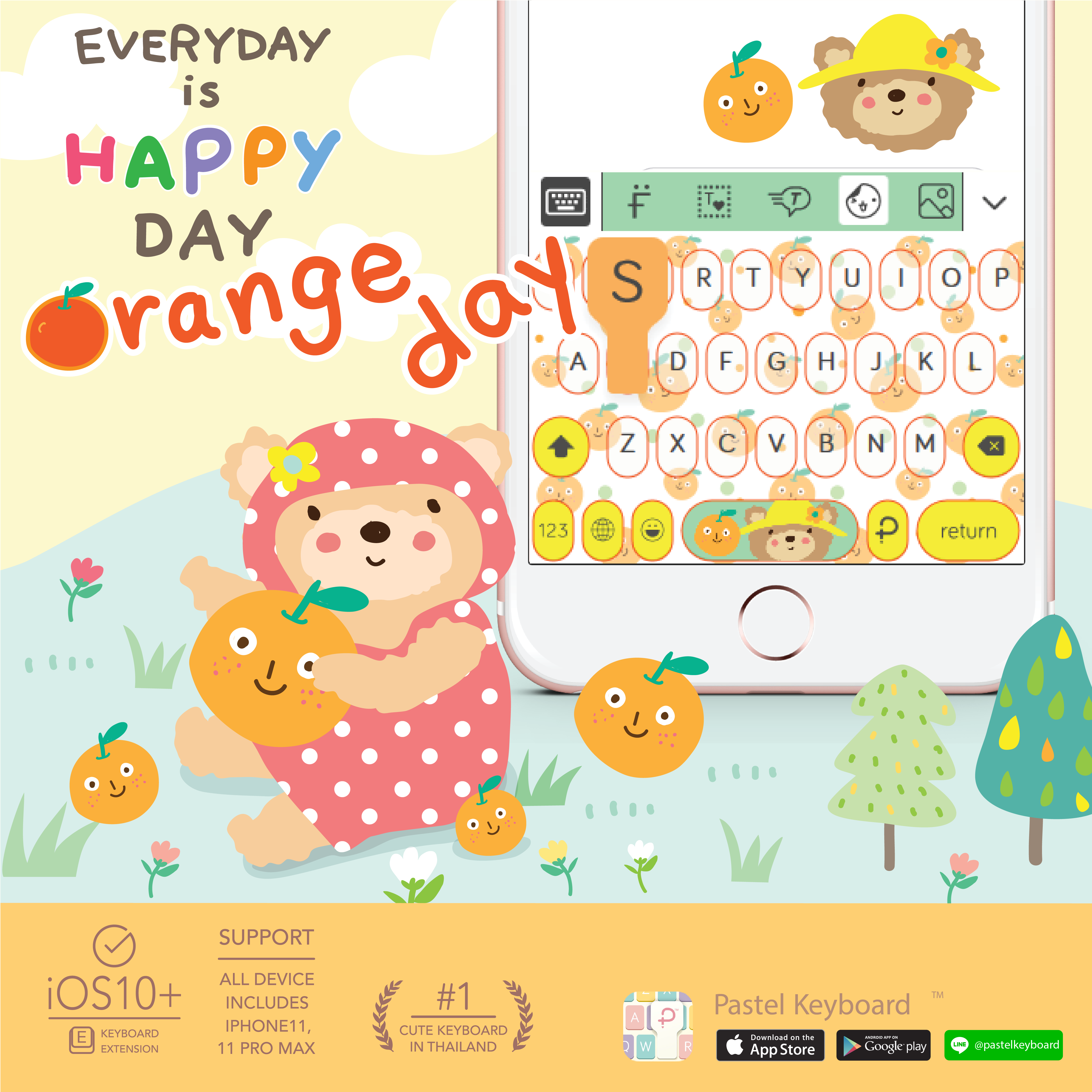 Orange Day Keyboard Theme (E-Voucher) for Pastel Keyboard App