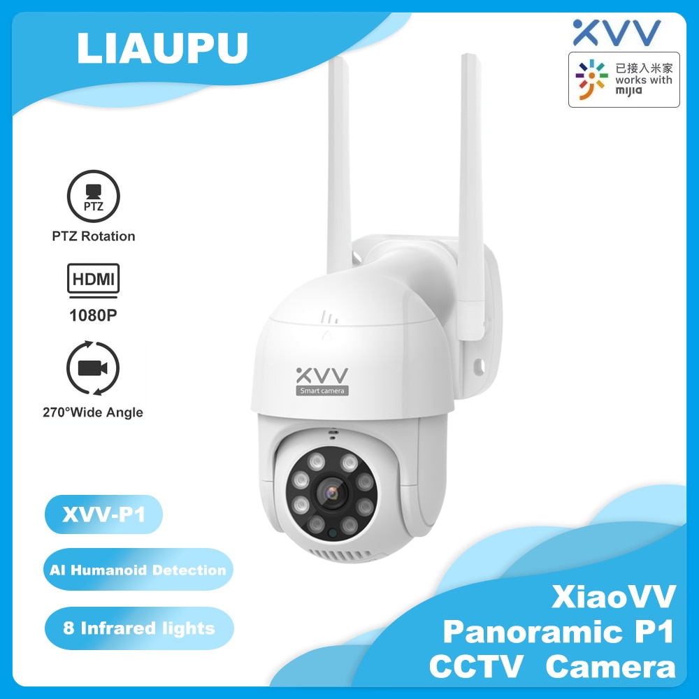 Xiaomi Xiaovv P1 Outdoor Camera 1080P 270 PTZ Rotate Wifi Webcam Humanoid Detect Waterproof Security Camers Work For Mi
