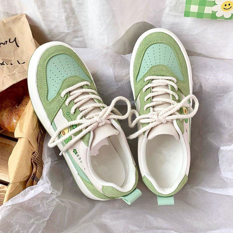 LAL Giày Vải Màu Hồng Dâu Tây Giày Màu Trắng Đế Bằng Cho Học Sinh Phong Cách Hồng Kông Mới 2023 Cho Nữ Giày Đế Bằng Retro