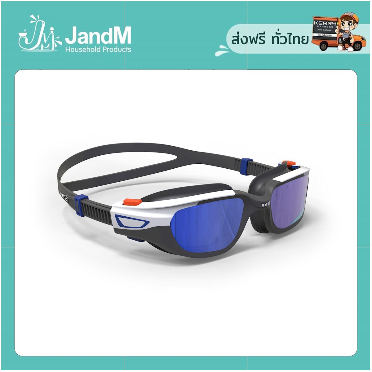 JandM แว่นตาว่ายน้ำรุ่น 500 SPIRIT ขนาด S (เลนส์สีฟ้าสะท้อนแสง) ส่งkerry มีเก็บเงินปลายทาง