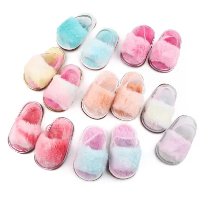 Infant Baby Plush Slippers Soft Anti-Slip Tie Dye Print Winter Warm Bedroom Shoes