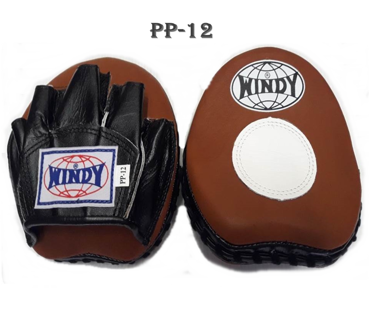 Windy focus mitts Punching PP-12 Brown small Genuine leather for Training Muay Thai MMA K1 เป้ามือวินดี้ เล็ก แบบโค้ง สีน้ำตาล หนังแท้ สำหรับเทรนเนอร์ ในการฝึกซ้อมนักมวย