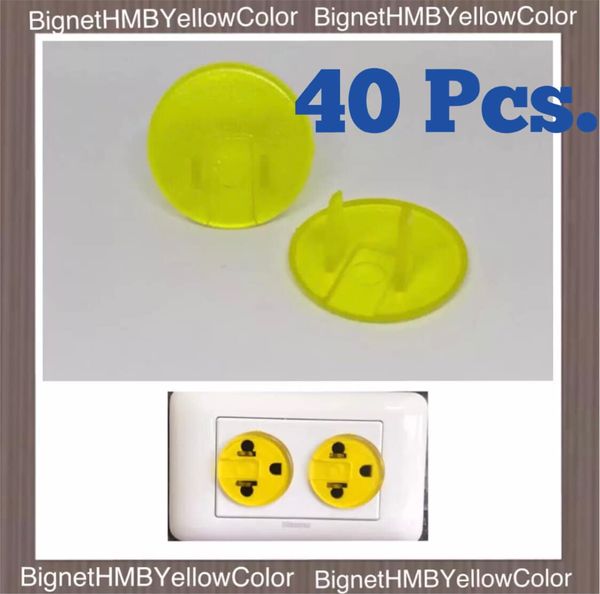 H.M.B. Plug 10 Pcs. ที่อุดรูปลั๊กไฟ Handmade®️ Yellow Color ฝาครอบรูปลั๊กไฟ รุ่น -สีเหลืองใส- 10,20,3040,50 Pcs.  !! Outlet Plug !!  สีวัสดุ สีเหลือง Yellow color  40 ชิ้น ( 40 Pcs. )