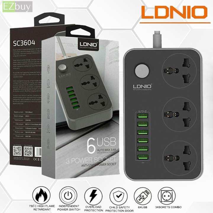 Ezbuy LDNIO  ꡾ǧ   SC3604  2   3 ͧ USB 6 ͧ AC Socket + USB 6 Port 3.4 A ʴ PC Alloy çҹ ͧѺҵðҹȵҧ US, UK, AU, EU ͧ 100%
