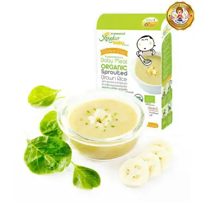 Xongdur อาหารเด็ก Organic 6 เดือน+ ข้าวกล้องงอกบดผสมกล้วยและผักโขม
