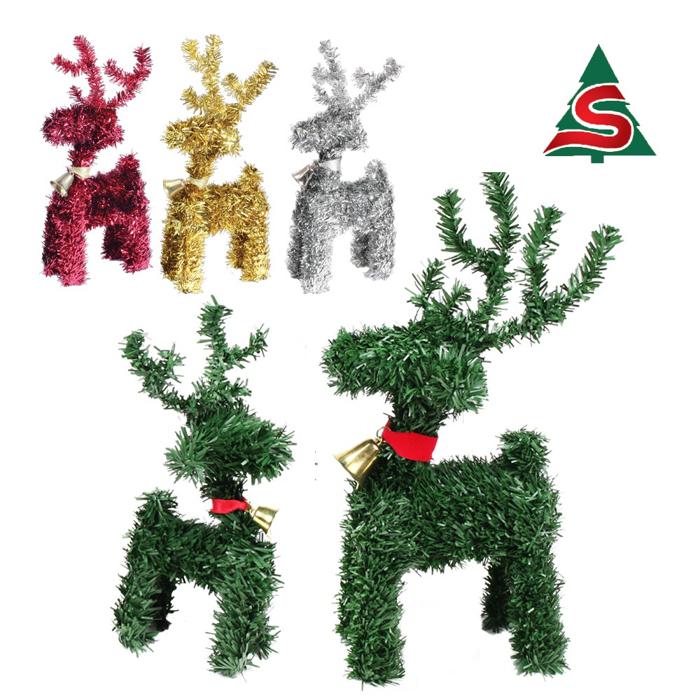 Hot Sale กวางเรนเดียร์คละสี คอผูกกระดิ่ง ขนาด 20-30 CM Reindeer Ornament 20-30 CM ราคาถูก กระดิ่ง กระดิ่ง ไฟฟ้า กระดิ่ง ไร้ สาย กระดิ่ง บ้าน