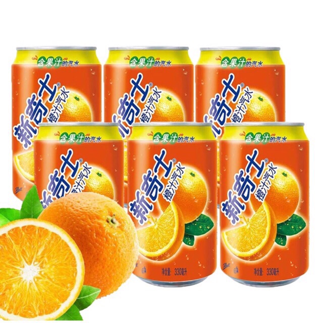น้ำส้ม น้ำอัดลม(新奇士橙汁汽水)ขนาด330ml เป็นน้ำอัดลมที่ให้ความสดชื่น และรสชาติแสนยอดเยี่ยมด้วยความชุ่มฉ่ำของรสผลไม้ส้ม