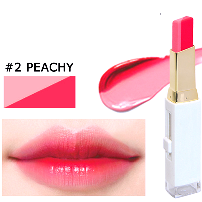 ลิปสติก Lipstick Two Tone ลิปสติกทูโทน สไตล์เกาหลี 3.8g  #02 PEACHY