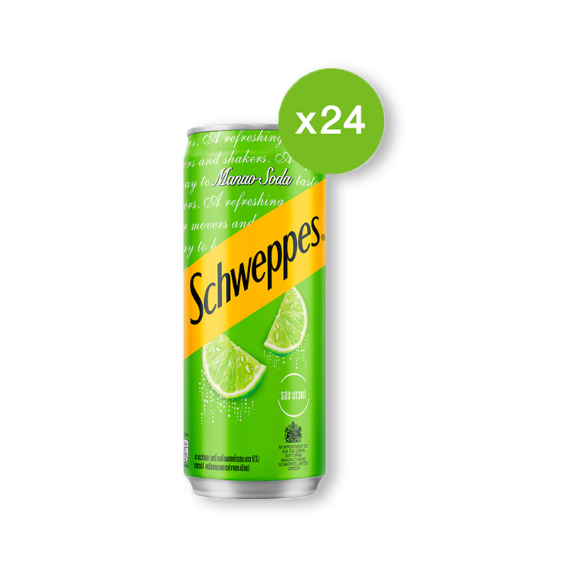 ส่งฟรี ชเวปส์ น้ำอัดลม มะนาวโซดา 330 มล. x 24 กระป๋องSchweppes Soft ...