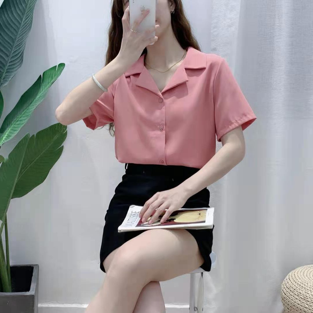 เสื้อทำงานผู้หญิงแขนสั้นสไตล์เกาหลี New Fashion 2021