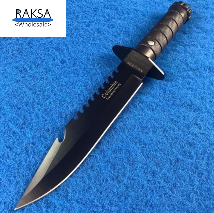 RAKSA Wholesale CL05-BLACK or WHITE มีดพกพา มีดทหาร มีดเดินป่า มีดใบตาย สแตนเลสสตีล440C ยาว29.00cm แถมซองไนลอนอย่างหนา