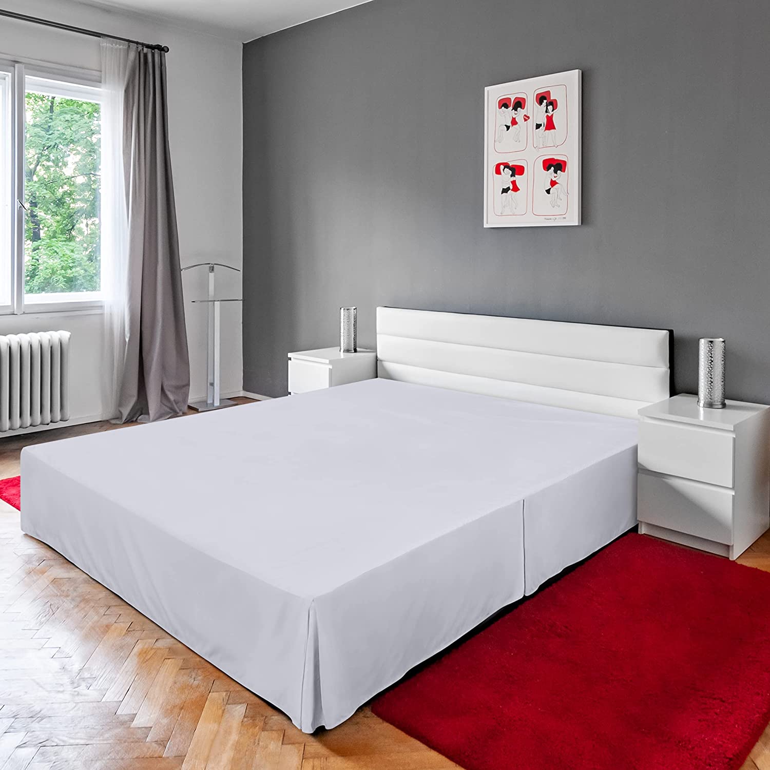 Utopia UTPUB0750* ชายฝ้าคลุมเตียง Bedding Bed Skirt Queen Size, White