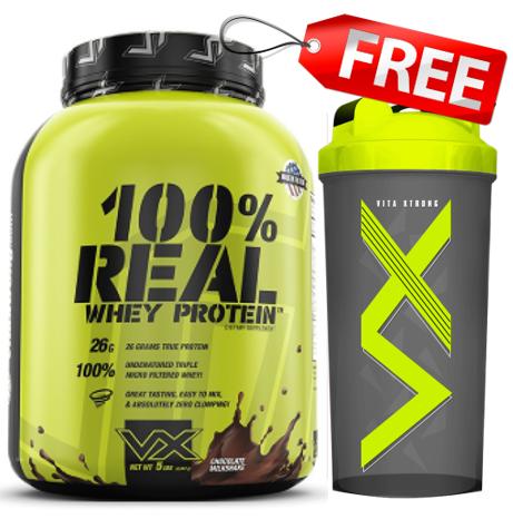 Vitaxtrong 100% Whey Protein 5 lbs Vaniila Free Shaker