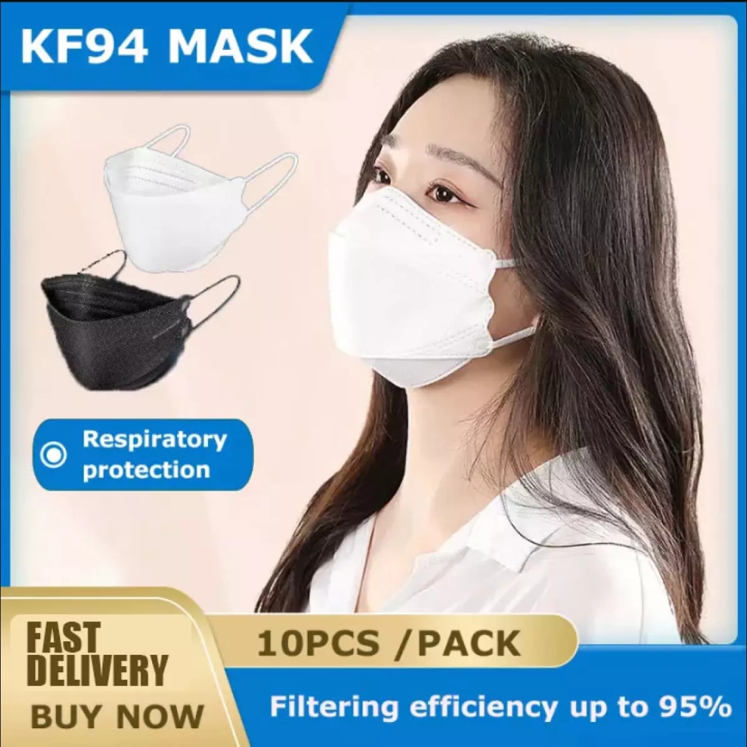 แพค 10 ชิ้น หน้ากาก 3D หน้ากาก KF 94 ทรงเกาหลี หน้ากากป้องกันฝุ่น และเชื้อโรค