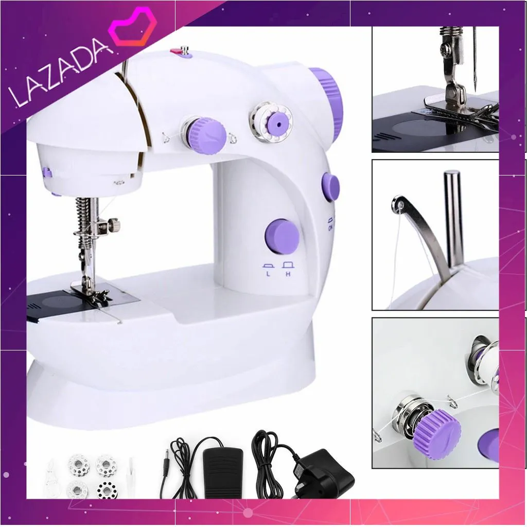 บริการเก็บเงินปลายทาง จักรเย็บผ้า ไฟฟ้า มินิ ขนาดพกพา Mini Sewing Machine จักรเย็บผ้าขนาดเล็ก พกพาสะดวก (สีม่วง)