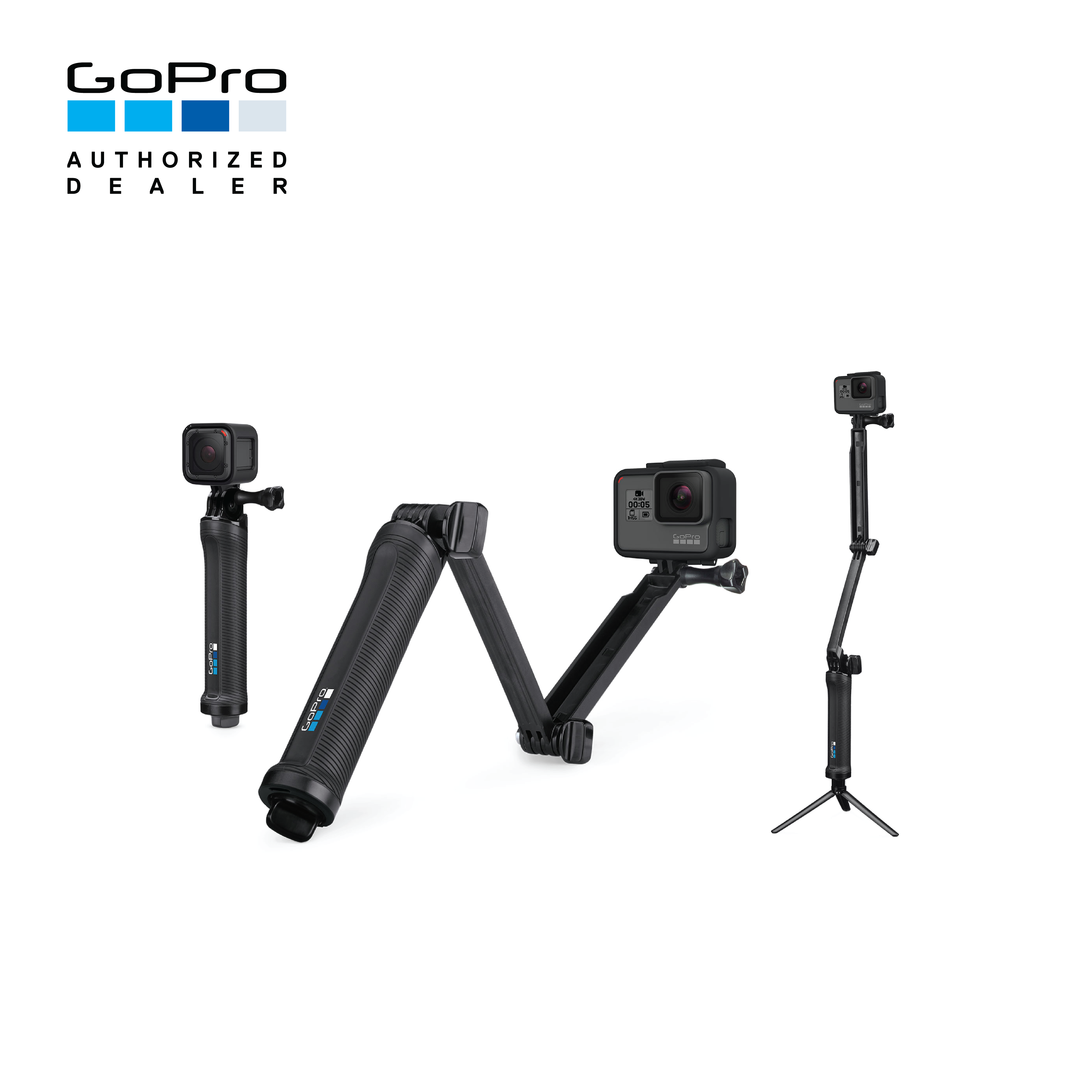 GoPro 3-Way ไม้เซลฟี่แบบพับ ยืด หดได้ สามารถหมุนด้านล่างออกมาเป็นขาตั้งได้