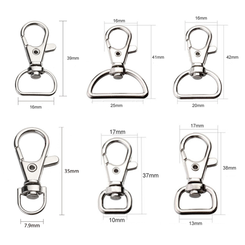 10Pcs-pack Metal Carabiner Clip Swivel Trigger Dog Buckle KeyRing ...