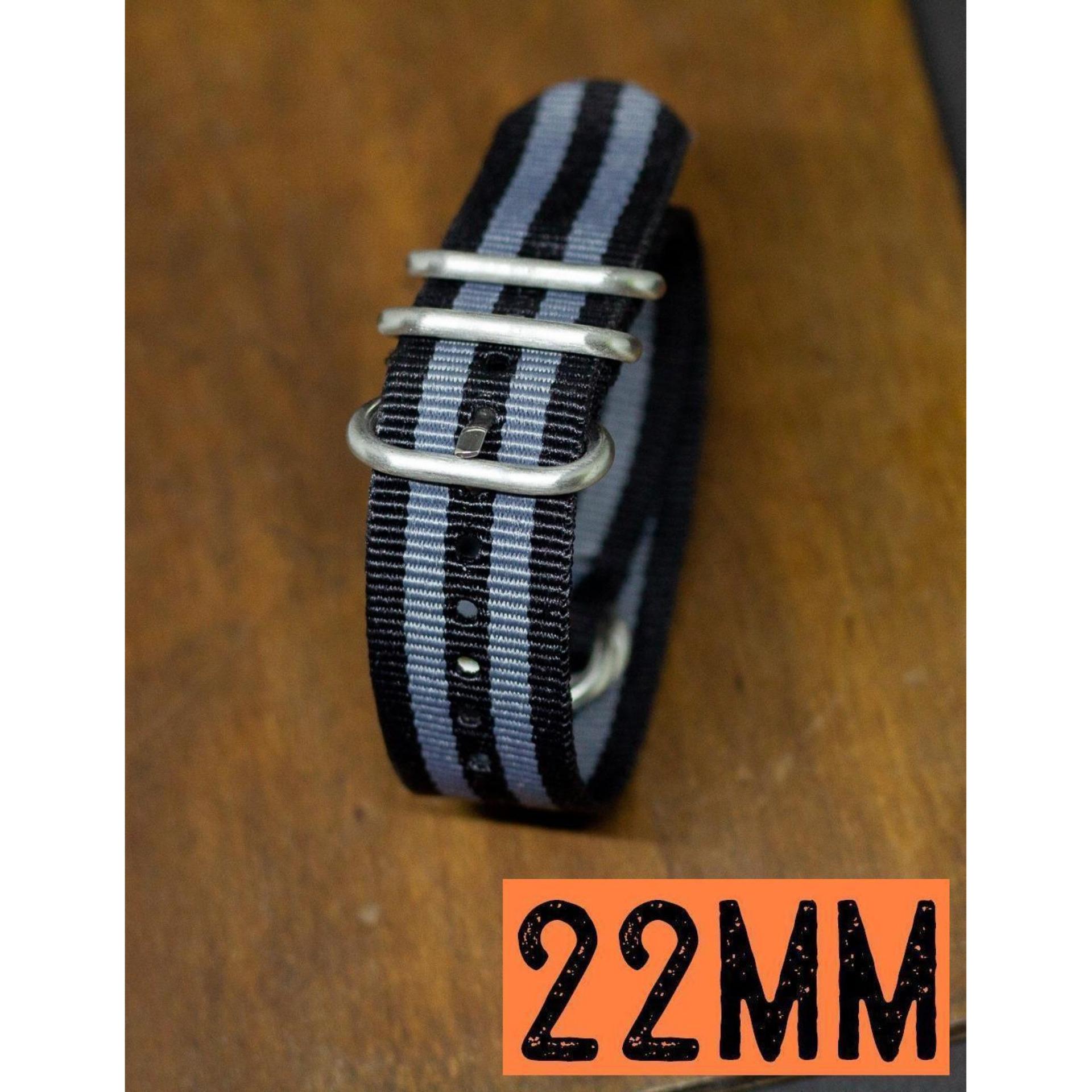 barel สายนาฬิกา นาโต้ ซูลู nato zulu ผ้าไนล่อน ห่วงแสตนเลส ไซส์ 22 มม.
