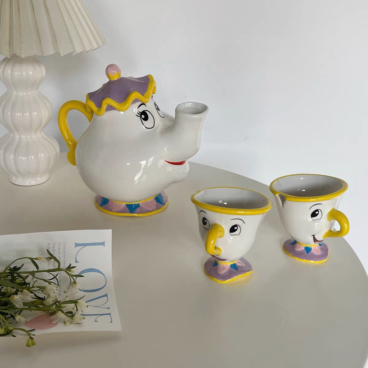 ส่งจากไทย🌈 ชุดกาน้ำชา Mrs. Potts ถ้วยชาดิสนีย์ Beauty and the beast