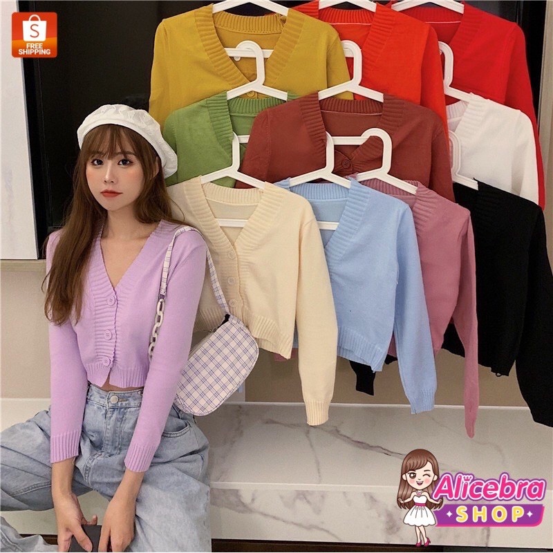 Kinwoo(พร้อมส่งM1020) เสื้อคลุม เสื้อไหมพรม แขนยาว คอวี ลายทาง กระดุม ...