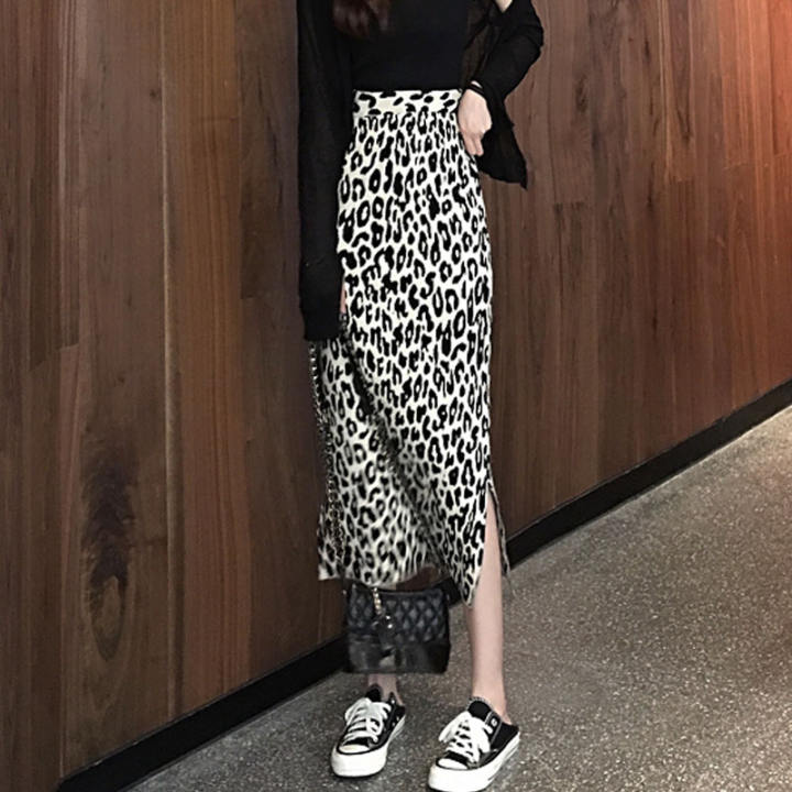 mid length leopard skirts vintage