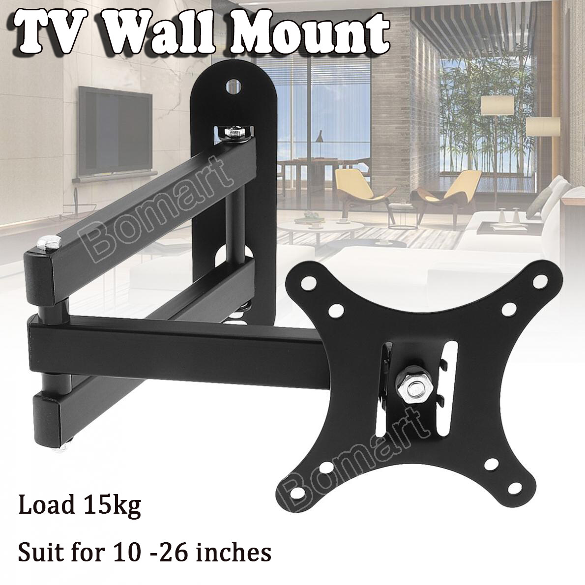 ขาแขวนทีวี ปรับมุมได้ 10 - 26 นิ้ว แบบ ที่ยีดทีวี ที่แขวนทีวี ขาแขวนยึดทีวี ขายึดทีวี Adjustable Full Motion Tilting Plasma LCD LED TV Wall Mount Bomart