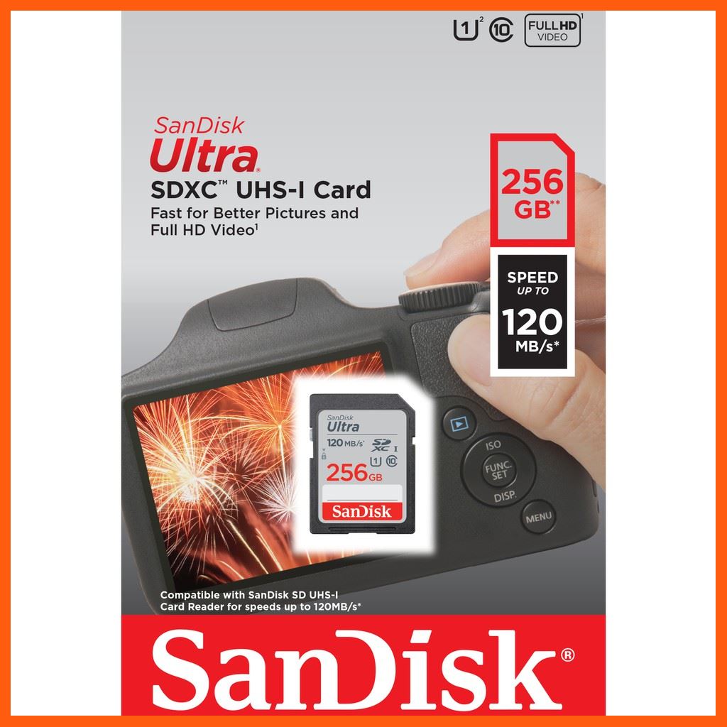 ✨✨#BEST SELLER🎉🎉 SanDisk Ultra SD Card 256GB Class 10 Speed 120MB/s (SDSDUN4-256G-GN6IN) อุปกรณ์จัดเก็บข้อมูล (STORAGE & MEMORY CARD ) STORAGE MEMORY CARD อุปกรณ์จัดเก็บข้อมูล Memory Card เม็มโมรี่การ์ด Compact Flash