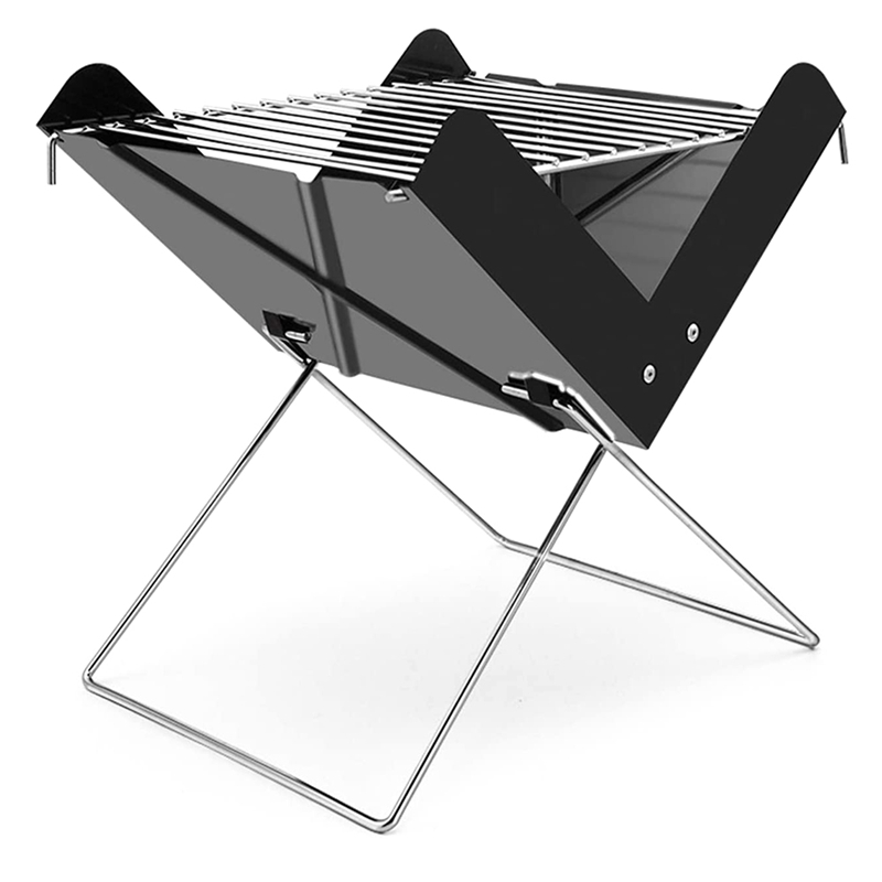 Portable Fire Pit, Folding Campfire Grill,Outdoor Wood Stove Charcoal Camping Grill for Cooking