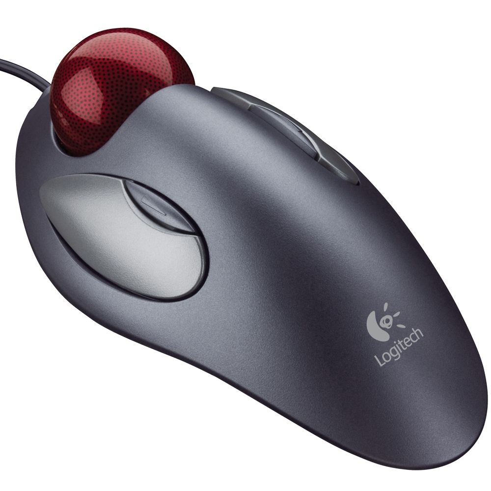 Logitech Trackman Marble Trackball Mouse เมาส์ – Wired USB Ergonomic Mouse for Computers, with 4 Programmable Buttons, Dark Gray