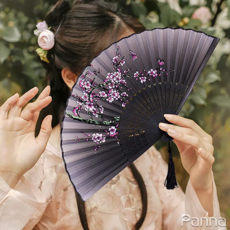 ภาพสินค้าBamboo Flower Fan Molor Vintage Hand Fan 7 Inch Folding Fan Chinese Style Female Cheongsam Props Cloth Gift Decoration Wedding Folding Fan Party Home Hand Folding Fan Drawing Print Fan S Fan จากร้าน Panna Fan Shop บน Lazada ภาพที่ 6