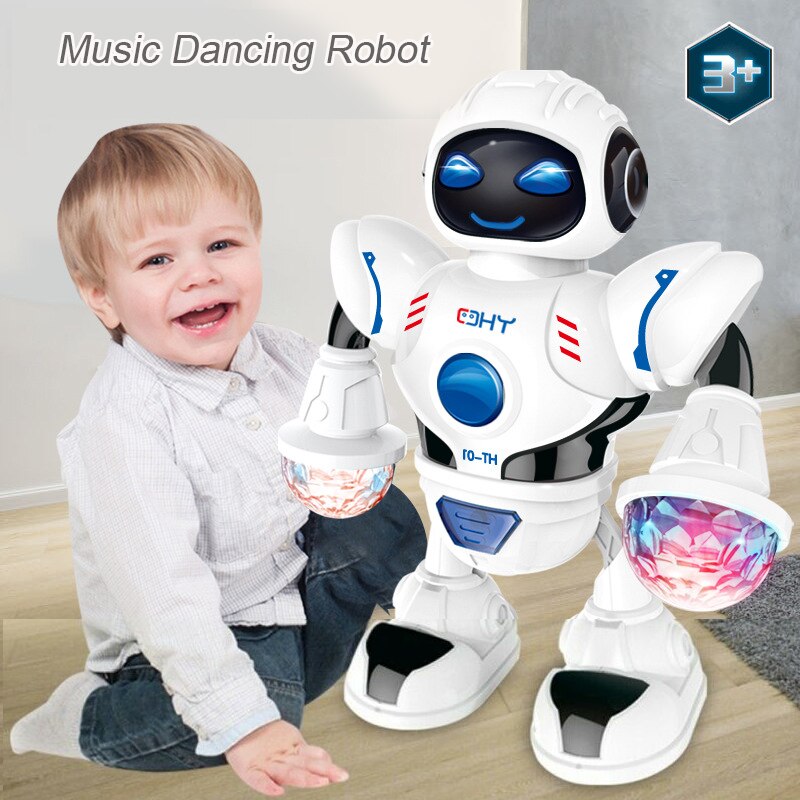 หุ่นยนต์เต้นไฟฟ้าของเล่นไฟ LED หุ่นยนต์เต้นระบำข้ามพรมแดน