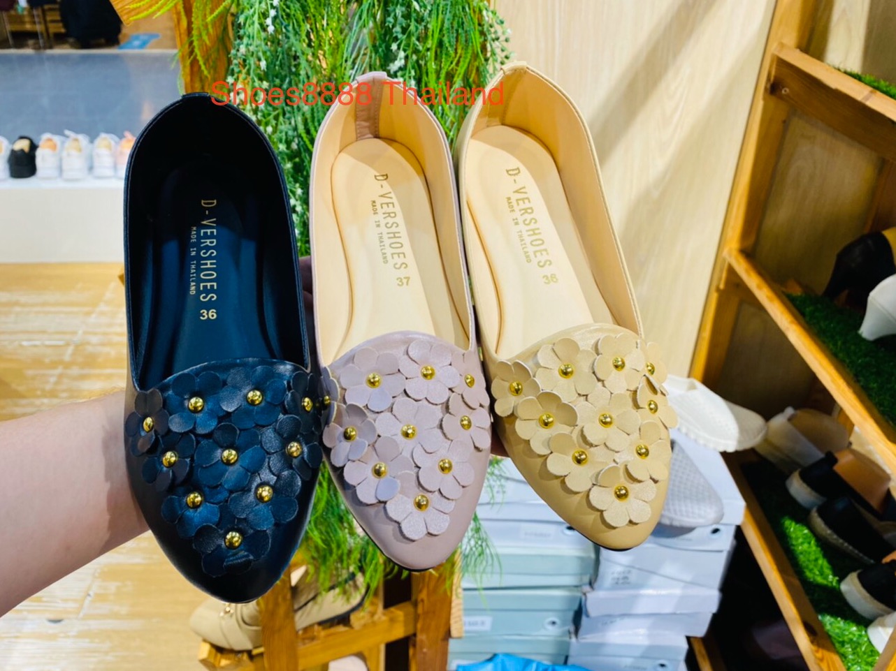 Shoes8888 Thailand รองเท้าคัทชู หน้าชุดดอกไม้ มี3สี ไซล์36-40