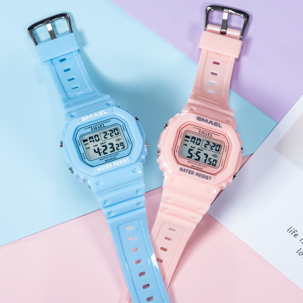 SMAEL Fashion Digital Watch Women Waterproof Backlight Multifunction
