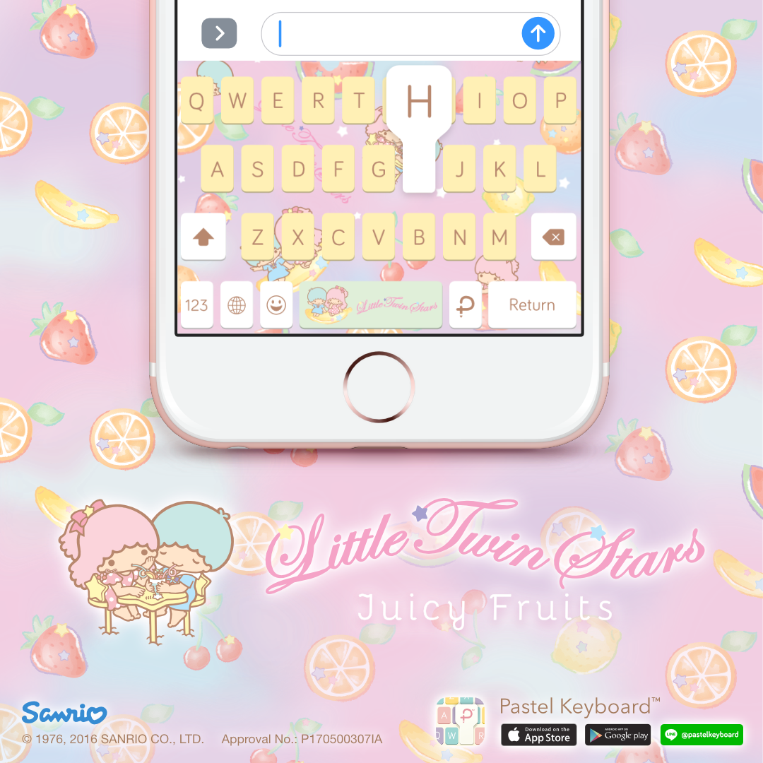 Little Twin Stars Juicy Fruits Keyboard Theme⎮ Sanrio (E-Voucher) for Pastel Keyboard App