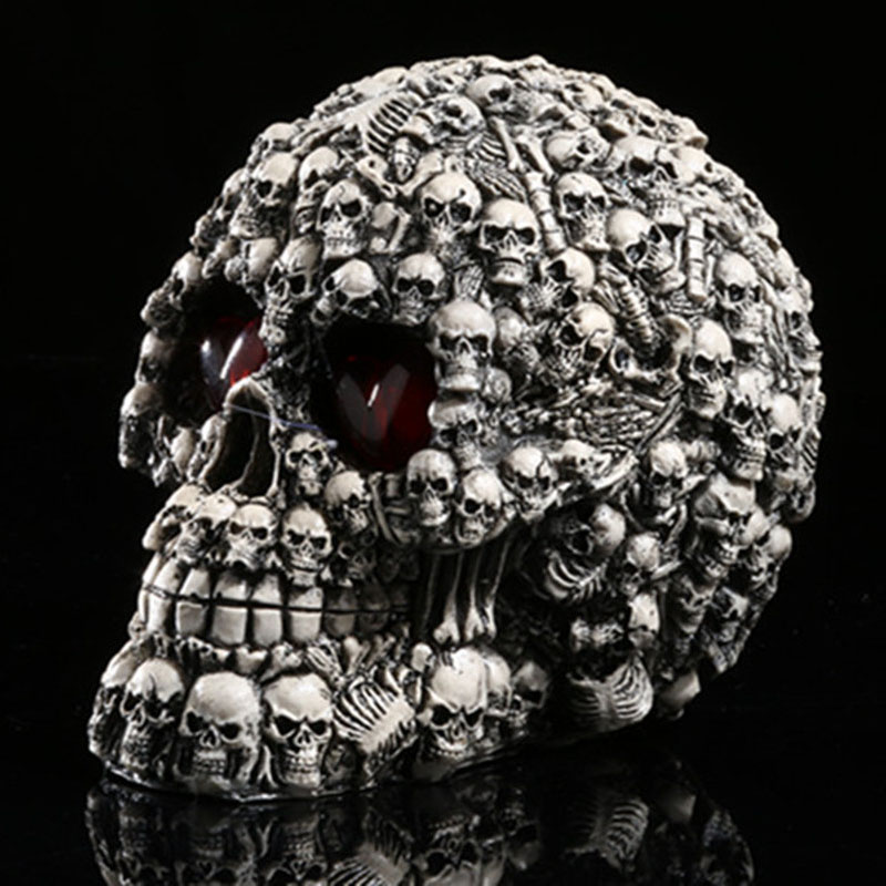 JAPAN โมเดล หัวกะโหลก ดวงตามีไฟ LED สุดโหด วัสดุ เรซิ่น Resin กะโหลกผี Skull ตกแต่งบ้าน ปาร์ตี้ฮาโลวีน Halloween โครงกระดูก หัวกะโหลกจำลอง ของขวัญ Gift Limited edition ของสะสมคอลเลคชั่นพิเศษ Collection