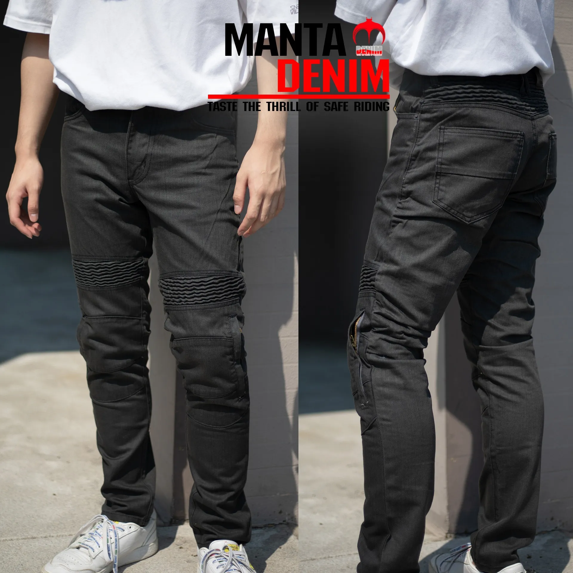 MANTA DENIM กางเกงการ์ด รุ่น FC11 พร้อมการ์ด Ce Level2 ไซส์30-38 กางเกงยีนส์ กางเกงผู้ชาย กางเกงการ์ด Biker กางเกงขี่มอไซต์