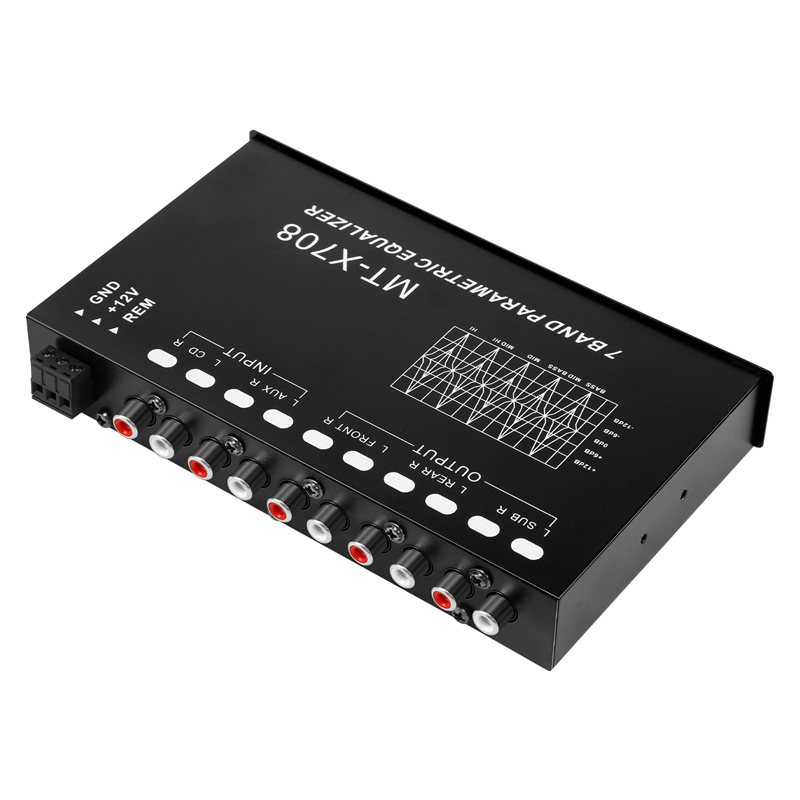 Car Audio Equalizer, Adjustable EQ Car Amplifier Graphic Equalizer with CD/AUX Input Select Switch,Black