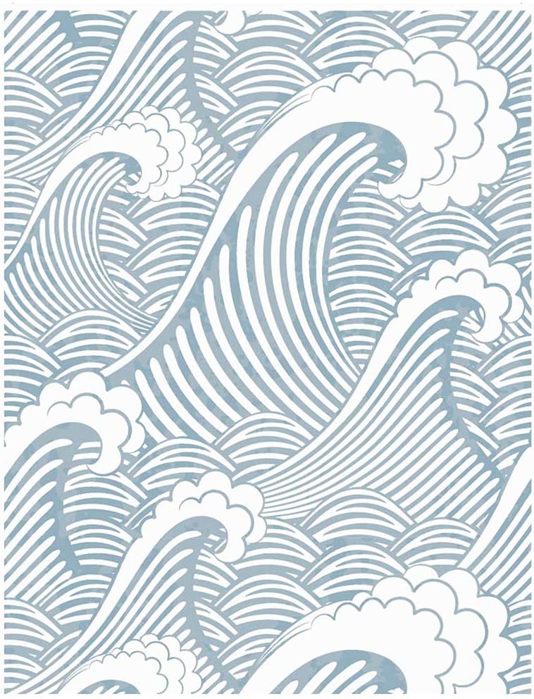 Haohome Blue White Waves Peel And Stick Wallpaper Handpainting