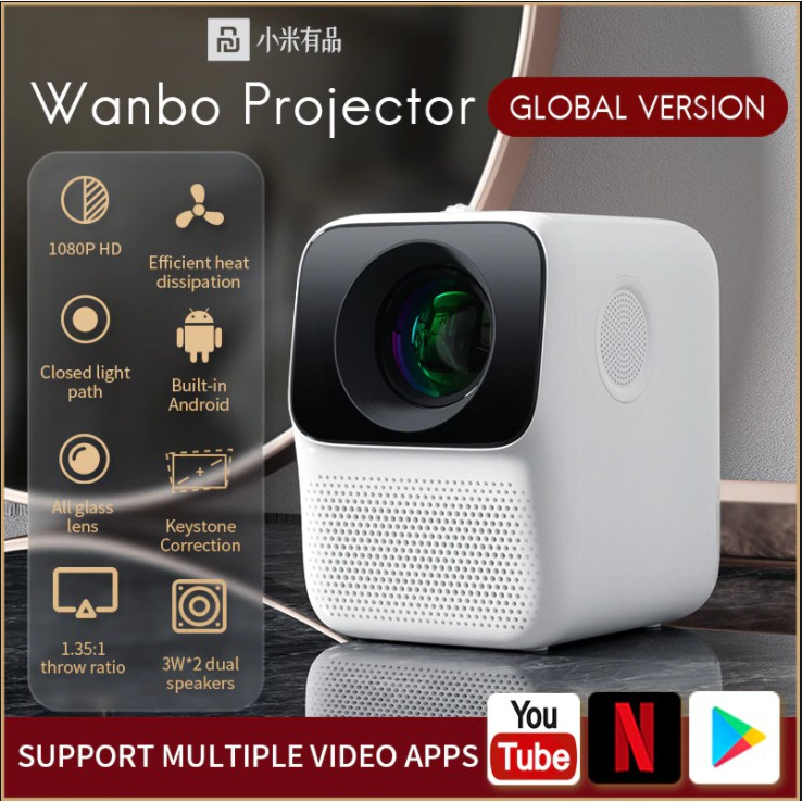 【Global Version+แอปสโตร์】XIAOMI Wanbo T2 Max 4K MINI Projector มินิโปรเจคเตอร์พกพา ความละเอียด Full HD 1080P