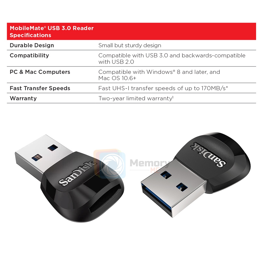 SanDisk MobileMate SD Card Reader - Reads/Writes Up To 2GB SD, MiniSD, MMC